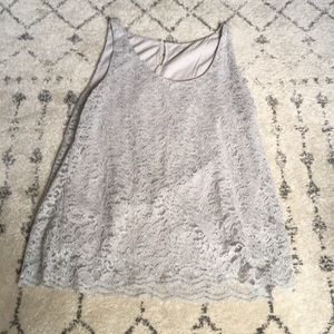 XL Loft Gray Lace Top with Sparkles